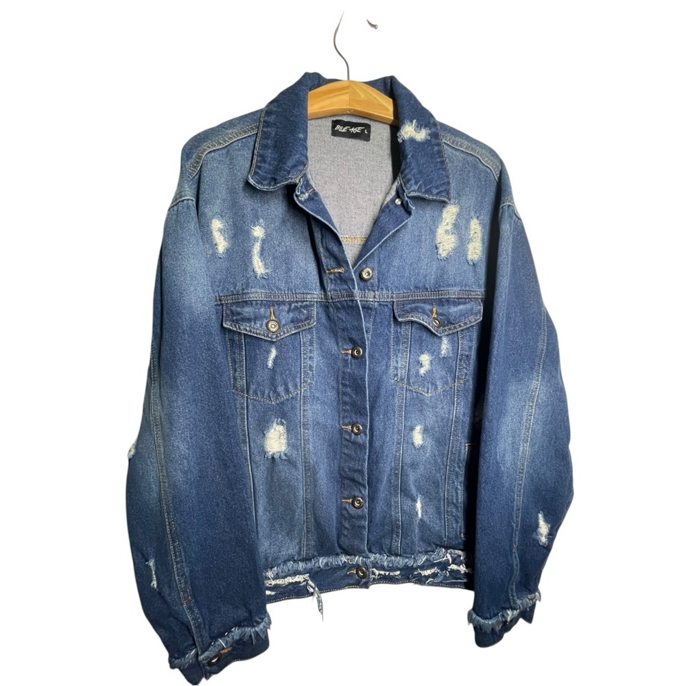 BLUE AGE Distressed Denim Jacket size Large​ - Picture 2 of 6